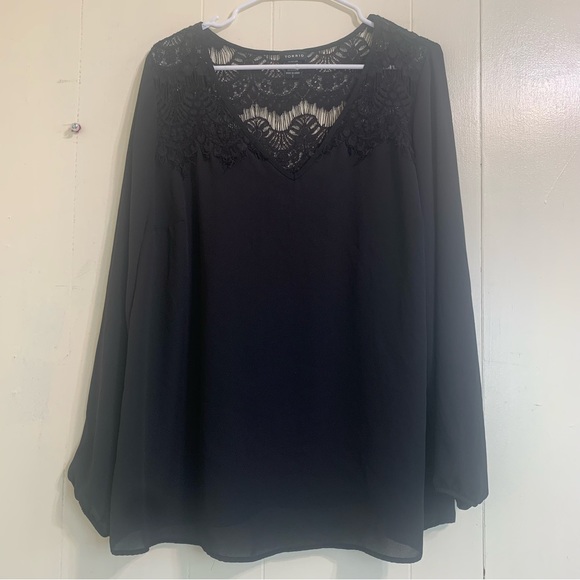 TORRID Torrid Black Lace Long Sleeve Sheer Blouse Top Size 2X. - Picture 5 of 13